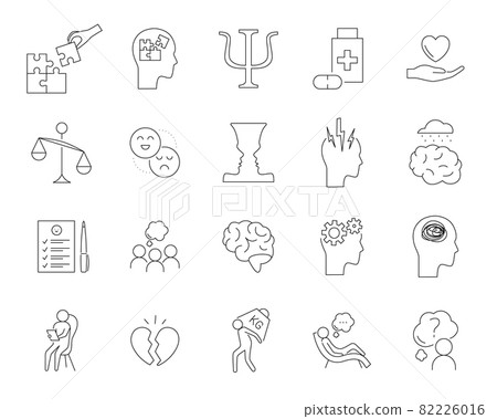 Psychotherapy and psychology line icon set. Simple 82226016