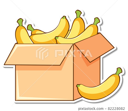 Sticker template with many bananas in a box Sticker template with many bananas in a box 82228082