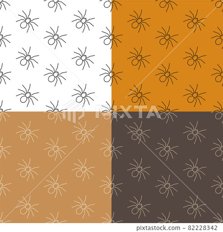 set of seamless patterns with terrible spiders icon. Ornament for decoration and printing on fabric. Design element. Vector set of seamless patterns with terrible spiders icon. Ornament for decoration and printing on fabric. Design element. Vector 82228342