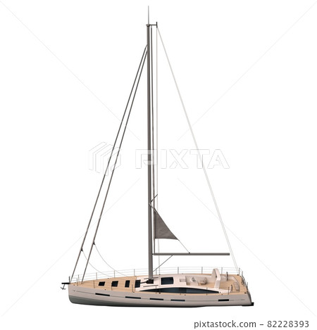Sailing yacht isolated on white background 3d illustration 82228393
