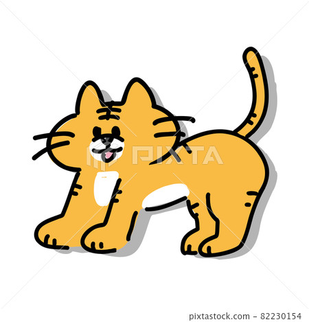 Cute Bengal tiger with pen drawing style (with shadow) 82230154