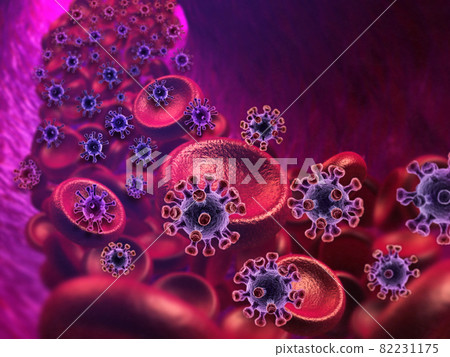 blood cells in vein attacking by virus 3d illustration 82231175