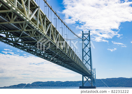 Akashi Kaikyo Bridge looking up from below 82231222