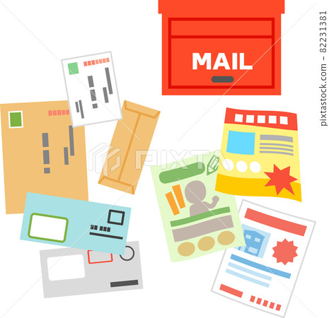 Mailbox and lots of mail and leaflets Mailbox and lots of mail and leaflets 82231381