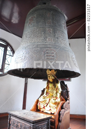 Bells and Buddha statues in the bell tower, Suzhou, China Bells and Buddha statues in the bell tower, Suzhou, China 82231817