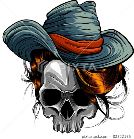 vector illustration of Skull Cowboy art design 82232186