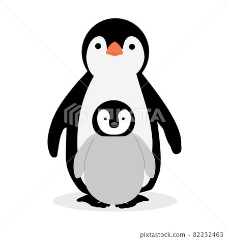 Cute Penguin with chick cartoon 82232463