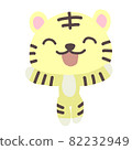 A cute tiger that is smiling and banzai 82232949