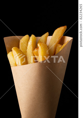 French fries on black background 82234265