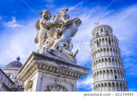 Pisa, Leaning Tower and Putti Fountaind - Italy, Tuscany. Pisa, Leaning Tower and Putti Fountaind - Italy, Tuscany. 82234995