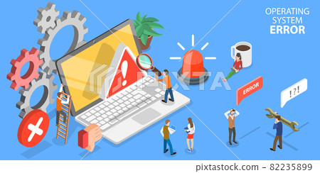 3D Isometric Flat Vector Conceptual Illustration of Operating System Error. 82235899