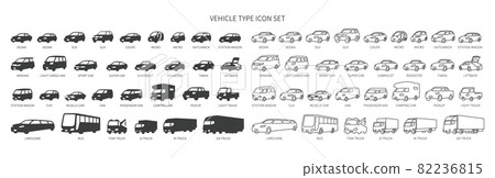 Various vehicle icon sets that can be used in the design 82236815