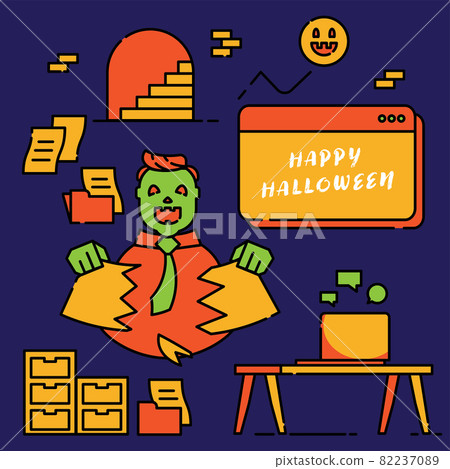 office woker celebration happy Halloween 82237089