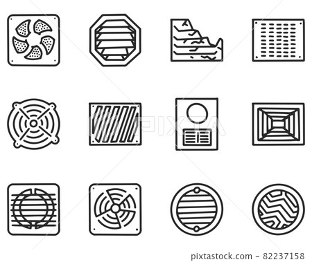 Ventilation grill line vector doodle simple icon set Ventilation grill line vector doodle simple icon set 82237158