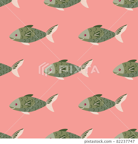Seamless pattern fish on pink background. Abstract ornament with sea animals. Seamless pattern fish on pink background. Abstract ornament with sea animals. 82237747
