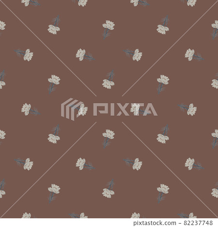 Seamless pattern chamomile on brown background. Beautiful ornament summer gray flowers. Seamless pattern chamomile on brown background. Beautiful ornament summer gray flowers. 82237748