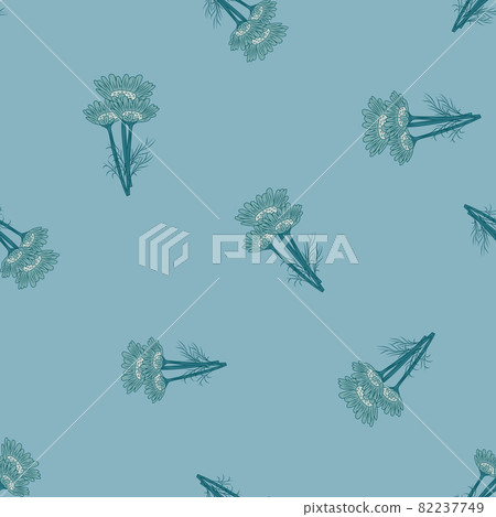 Seamless pattern chamomile on blue background. Beautiful ornament summer flowers. Seamless pattern chamomile on blue background. Beautiful ornament summer flowers. 82237749
