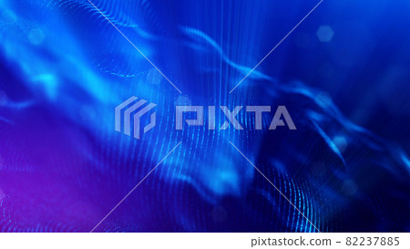 3d rendering background of microworld or sci-fi theme with glowing particles form curved lines, 3d surfaces, grid structures with depth of field, bokeh. Deep blue wave forms 3d rendering background of microworld or sci-fi theme with glowing particles form curved lines, 3d surfaces, grid structures with depth of field, bokeh. Deep blue wave forms 82237885