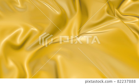 3D render beautiful folds of light yellow silk in full screen, like a beautiful clean fabric background. Simple soft background with smooth folds like waves on liquid surface 82237888