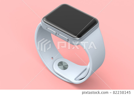 Stainless silver smart watch or fitness tracker isolated on pink background. Stainless silver smart watch or fitness tracker isolated on pink background. 82238145