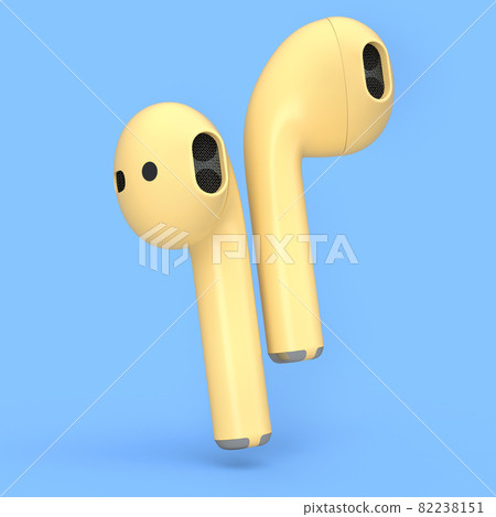 Wireless bluetooth yellow headphones isolated on blue background 82238151