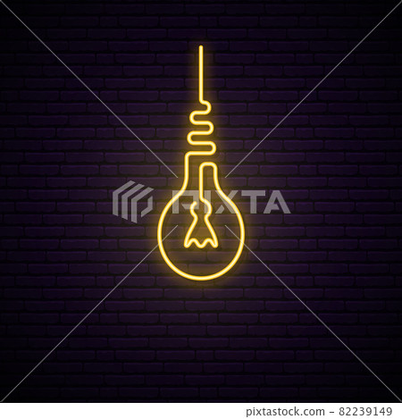 Retro light bulb neon sign. Retro light bulb neon sign. 82239149