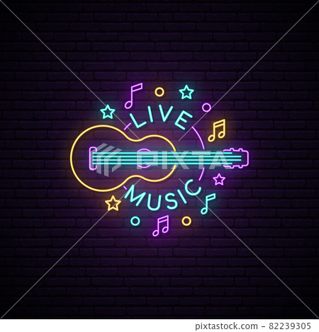 Neon Live Music sign. Neon Live Music sign. 82239305