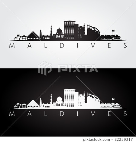 Maldives skyline and landmarks silhouette 82239317