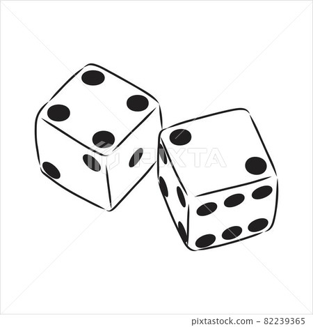 Sketch two dices game dice vector sketch 82239365