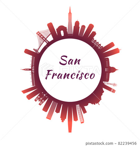 San Francisco skyline with colorful buildings. San Francisco skyline with colorful buildings. 82239456