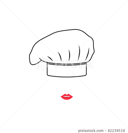 Portrait of cook woman in white hat. 82239518