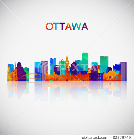 Ottawa skyline silhouette in colorful geometric style.  82239749