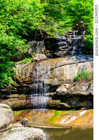 Beautiful waterfall in Sofiyivka park in Uman, Ukraine Beautiful waterfall in Sofiyivka park in Uman, Ukraine 82240003