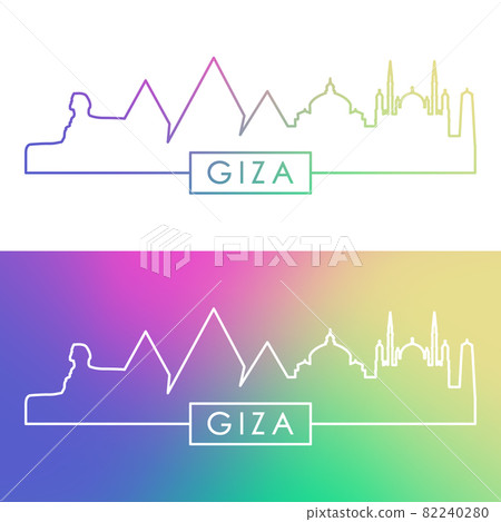Giza city skyline. Colorful linear style.  82240280