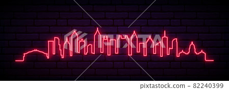 Red neon skyline of Atlanta city. 82240399