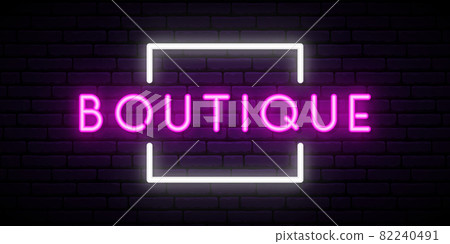 Boutique neon sign vector. 82240491