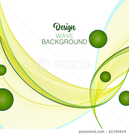 Abstract background bright design vector lines green and yellow wave, design element 82240834