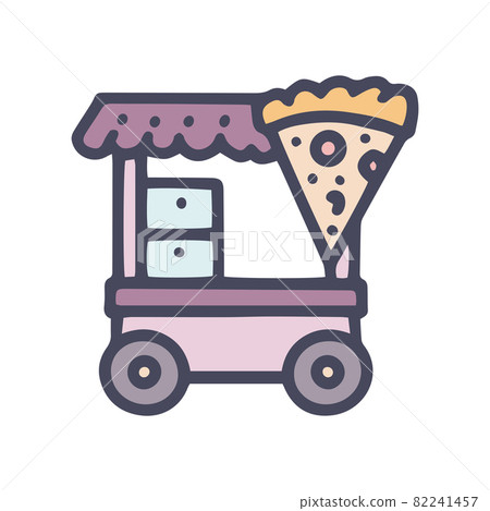 pizza trade cart color vector doodle simple icon pizza trade cart color vector doodle simple icon 82241457