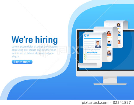 Resume, great design for any purposes. We are hiring concept. Vector illustration flat design. Online interview. Information icon vector. Resume, great design for any purposes. We are hiring concept. Vector illustration flat design. Online interview. Information icon vector. 82241857