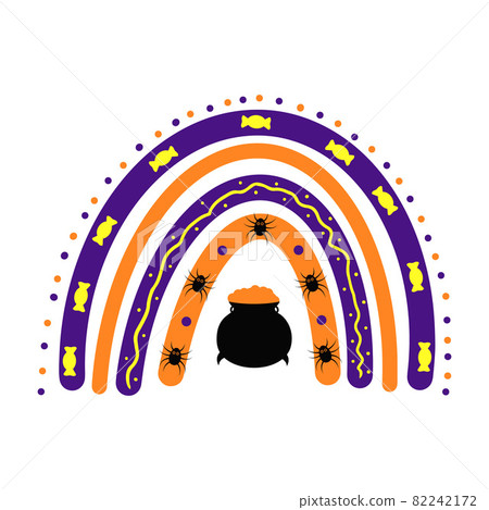 Halloween rainbow. Cute Halloween clipart. Vector template for poster, banner, greeting card, flyer, postcard, sticker, kids clothes, etc Halloween rainbow. Cute Halloween clipart. Vector template for poster, banner, greeting card, flyer, postcard, sticker, kids clothes, etc 82242172