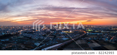 Aerial view "Saitama Prefecture" Saitama City, Saitama Shintoshin and evening view 82242993