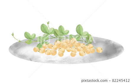 Soybeans and leaves in a plate watercolor painting 82245412