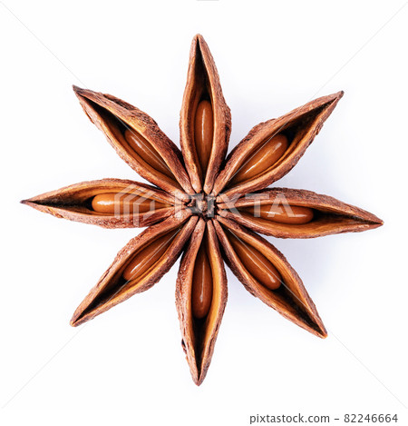 Single Chinese star anise isolated on white background. 82246664