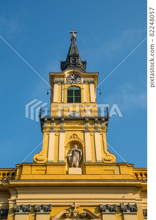 Tower of the Roman Catholic Teresa of Avila Parish Church in the old town of Budapest 82248057