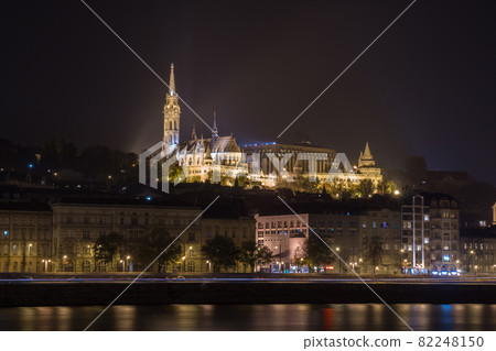 City of Budapest at night, skyline of the Buda side, Hungary. 82248150