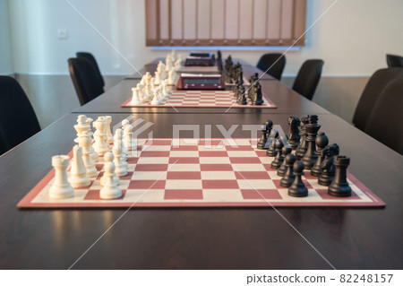 chess pieces on the table before the tournament 82248157