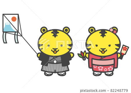 Tiger character wearing a kimono for New Year 82248779