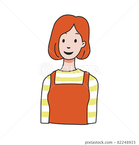 Simple bust-up illustration of a smiling housewife Simple bust-up illustration of a smiling housewife 82248915