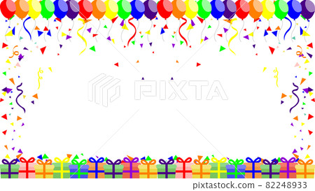 Balloons, gifts and confetti celebration frame 82248933
