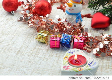 Christmas image red ornaments and candles Christmas image red ornaments and candles 82249284